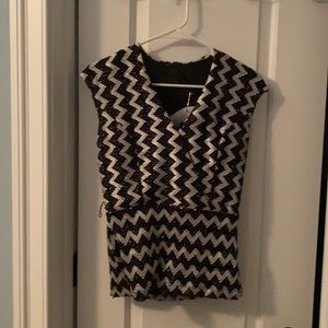 Black and white sparkle top